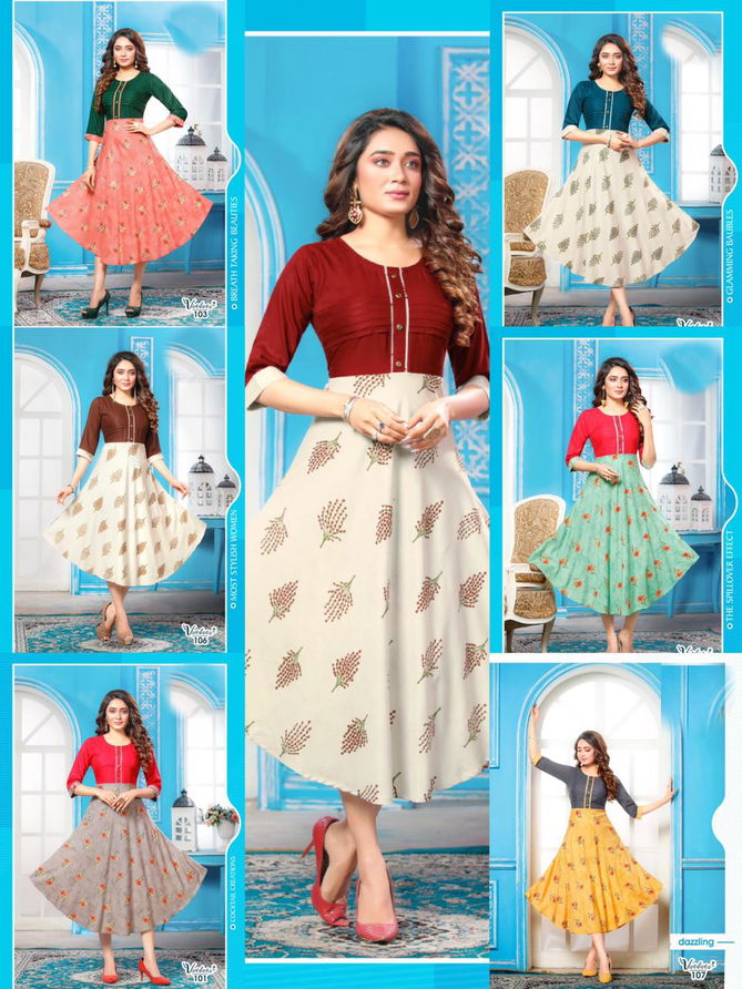 Beauty Queen Vandana Regular Wear Rayon Printed Anarkali Kurti Collection